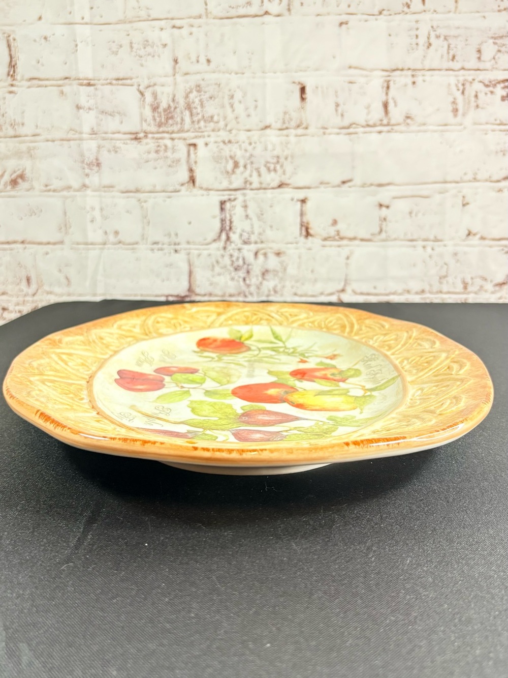 Certified International Yellow Rim Ceramic Fruit Serving Plate